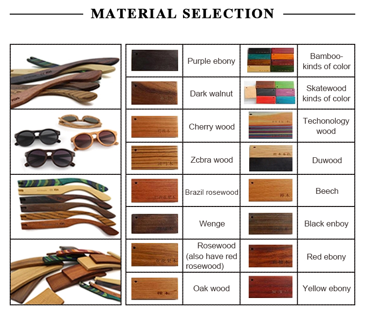 Hot Selling Factory Print Logo Wooden Sunglasses 2025 Custom Polarized Mirror Wood Bamboo Black Sunglasses for Unisex Details and Specifications