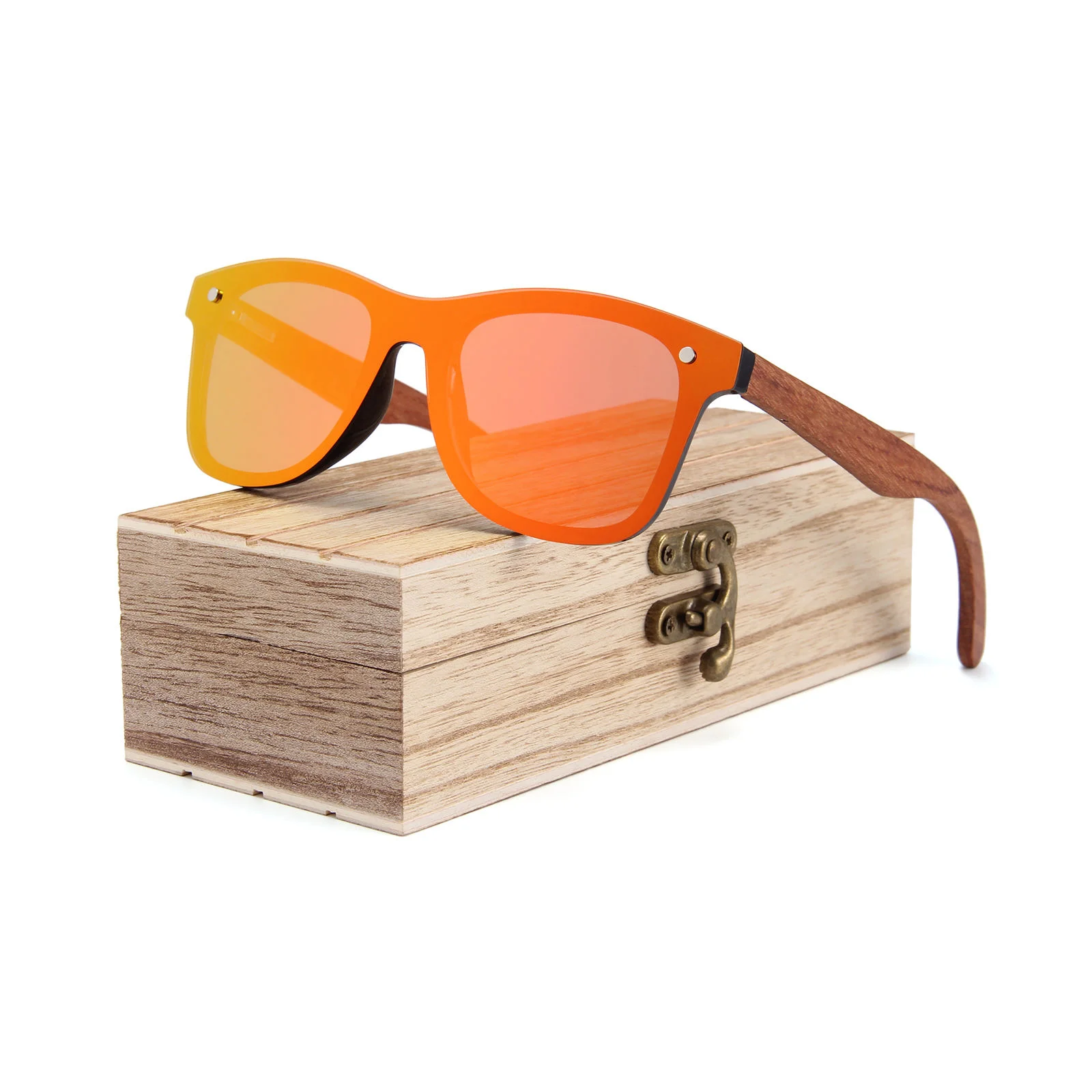 Red, Blue, S Black, Brown, Pink... Wooden+PC Hot Selling Factory Print Logo Wooden Sunglasses 2025 Custom Polarized Mirror Wood Bamboo Black Sunglasses for Unisex - View 4